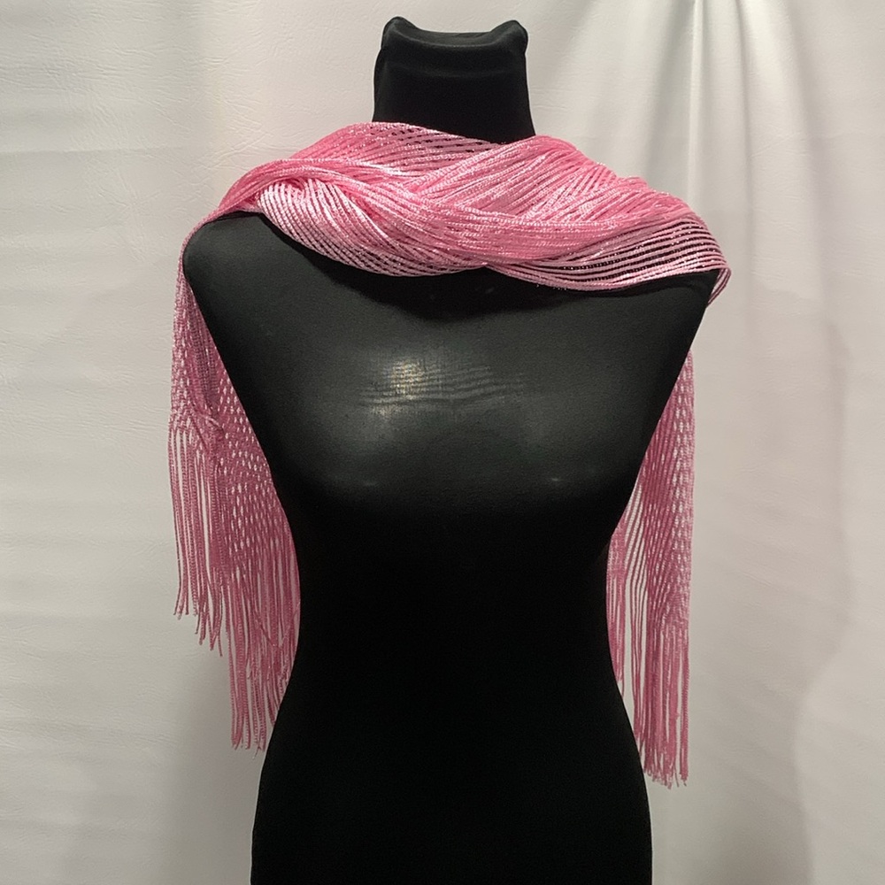 High Fashion Pink scarf/wrap with fringe 100% polyester